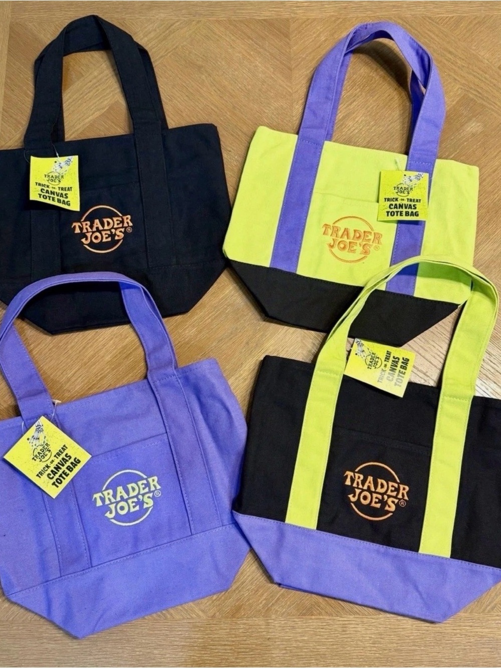 Trader Joe’s Canvas Tote Bag - Black, Purple, Lime Halloween